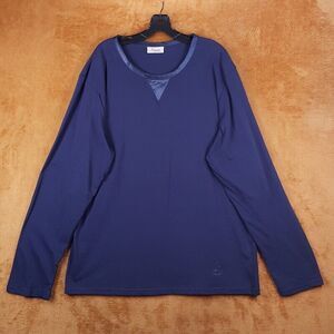 TEMPERLEY LONDON Top Womens Large Blue Pullover Satin Trim Long Sleeve Tee
